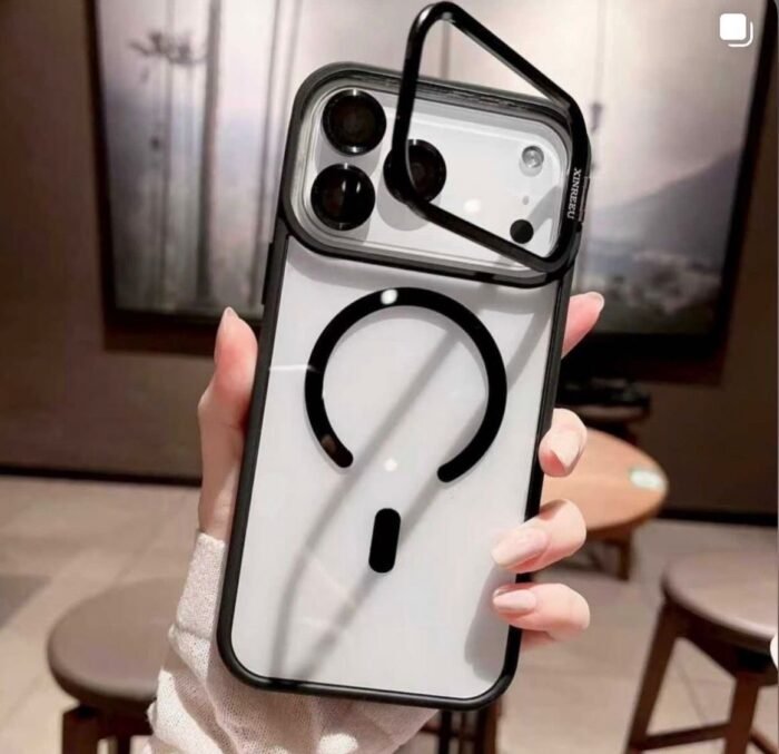 Capa Premium Borda Colorida Magsafe Linha 17 com Suporte na Camera e Película de Lente - Imagem 6