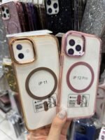 Capa Clear Transparente Borda Colorida MagSafe Metalizada na Câmera - Imagem 3