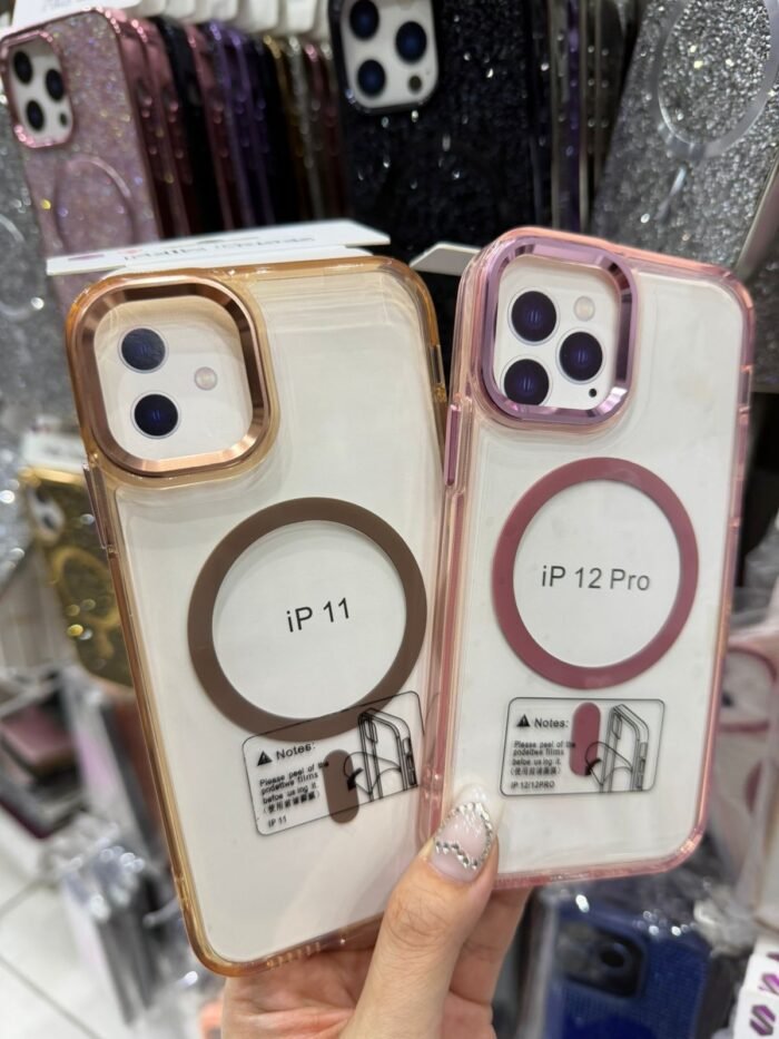 Capa Clear Transparente Borda Colorida MagSafe Metalizada na Câmera - Imagem 3