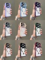 Capa Premium Borda Colorida Magsafe Linha 17 com Suporte na Camera e Película de Lente - Imagem 3