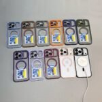 Capa Premium Borda Colorida Magsafe Linha 17 com Suporte na Camera e Película de Lente - Imagem 8