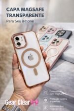 Capa Clear Transparente Borda Colorida MagSafe Metalizada na Câmera - Imagem 7