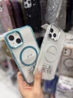 Capa Clear Transparente Borda Colorida MagSafe Metalizada na Câmera - Imagem 4