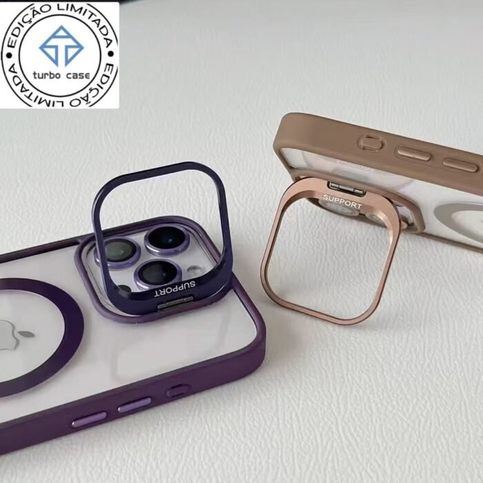 Capa Premium Borda Colorida Magsafe Linha 17 com Suporte na Camera e Película de Lente - Imagem 9