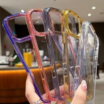 Capa Space Cristal Transparente Metálica iPhone