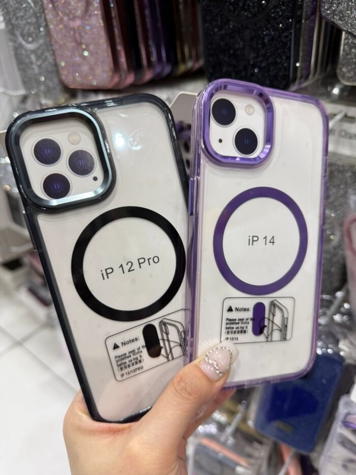 Capa Clear Transparente Borda Colorida MagSafe Metalizada na Câmera - Imagem 5