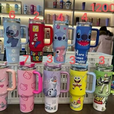 (Caixa Fechada 36 peças) Garrafa personalizado 1200ML com canudo plástico