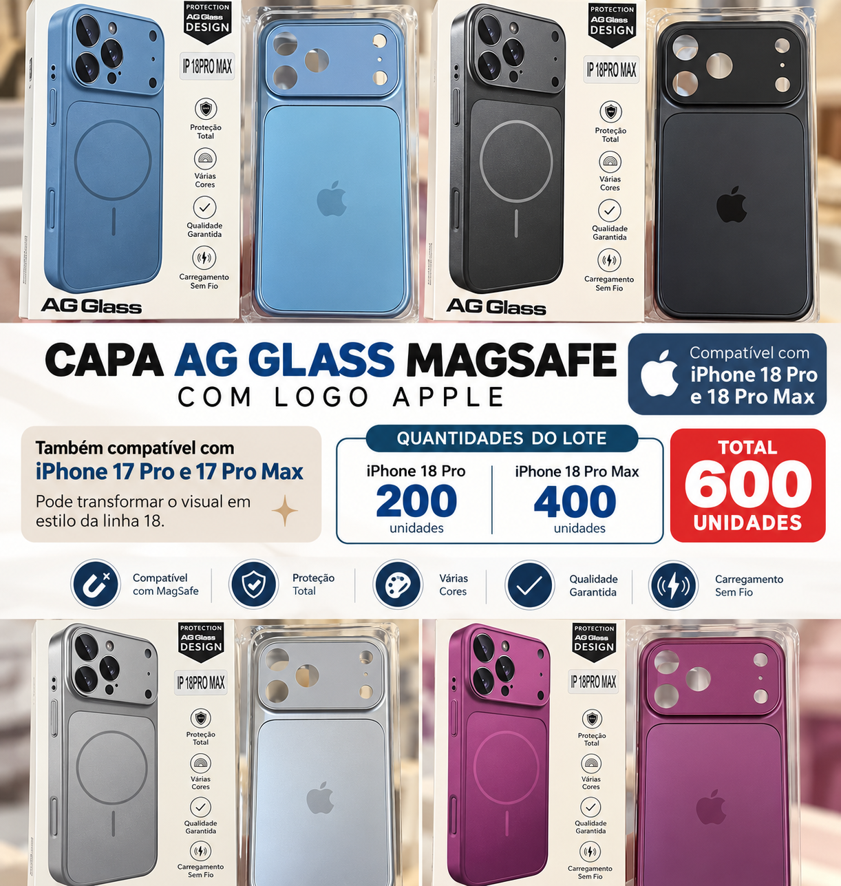ef0ae63e-6bce-4652-93ff-7c7b9b17ed9a-3 Capa AG Sabor 18 Não quebra e com MagSafe pra transformar 17Pro/18Pro 17PM/18PM - Imagem 1