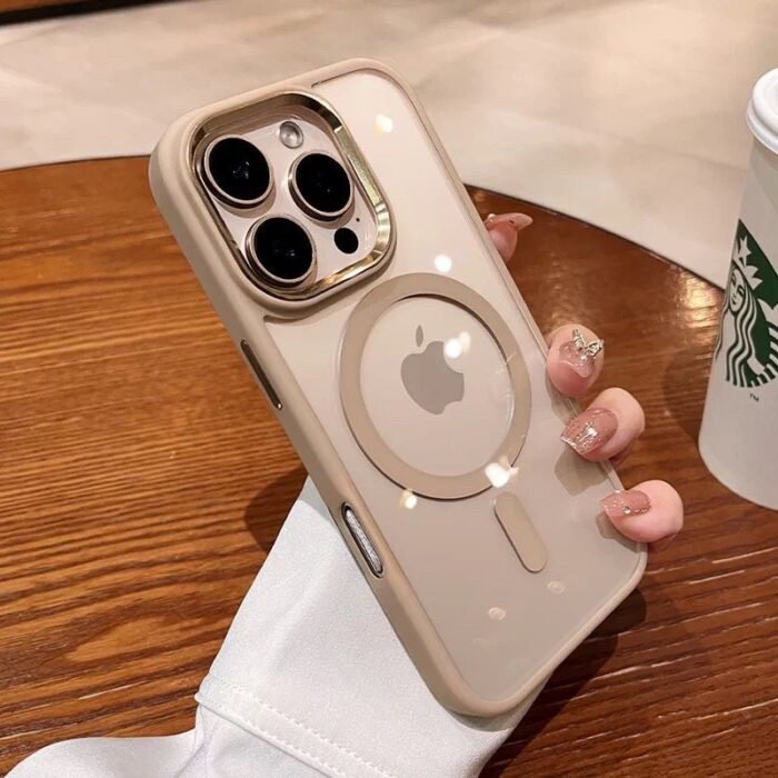 Capa Clear Transparente Borda Colorida MagSafe Metalizada na Câmera - Imagem 2