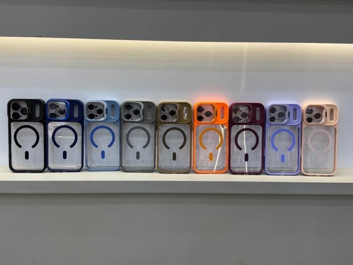 Capa Premium Borda Colorida Magsafe Linha 17 com Suporte na Camera e Película de Lente - Imagem 5