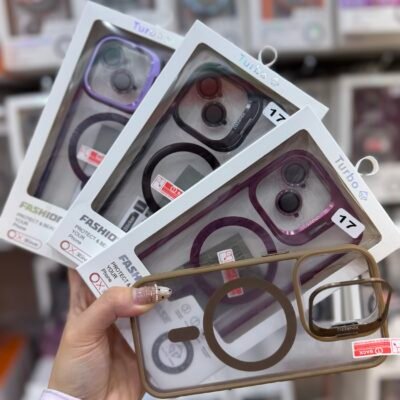 Capa Premium Borda Colorida Magsafe com Suporte na Camera e Película de Lente