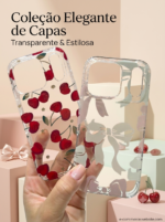 Capa acrílica não amarela fundo com detalhes tendência 🍒🎀🌹