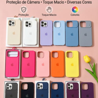 Case Silicone Minimalista Premium da Apple com Maçã