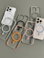 Capa Transparente Magsafe Colorida Anti-Amarela com Películas de Câmera