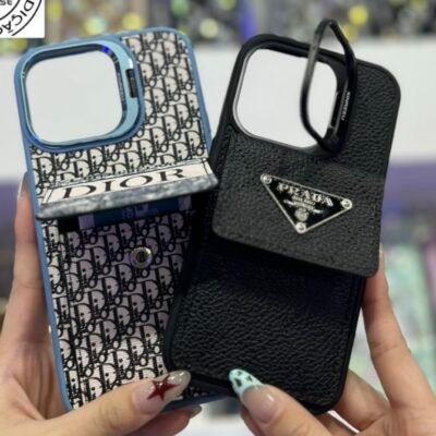 Capa Case Luxo Couro com Porta Cartão Suporte na Câmera