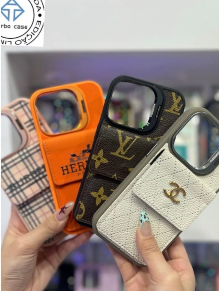 Capa Case Luxo Couro com Porta Cartão Suporte na Câmera - Imagem 2