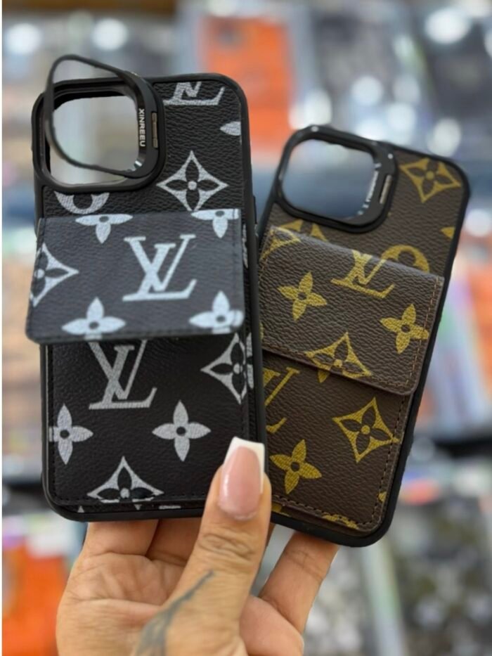 Capa Case Luxo Couro com Porta Cartão Suporte na Câmera - Imagem 3