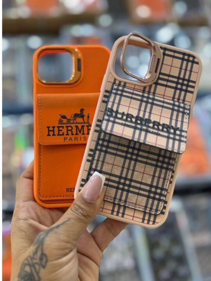 Capa Case Luxo Couro com Porta Cartão Suporte na Câmera - Imagem 5