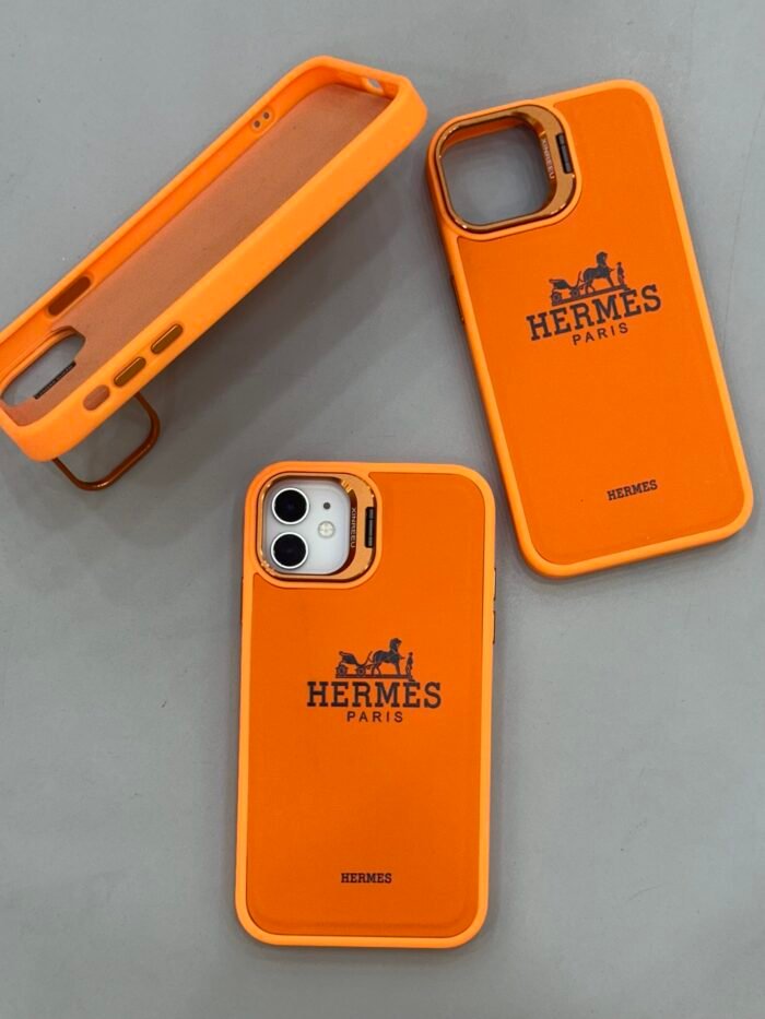 Capa Case Luxo Couro Hermes suporte na câmera - Imagem 2