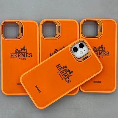 Capa Case Luxo Couro Hermes suporte na câmera