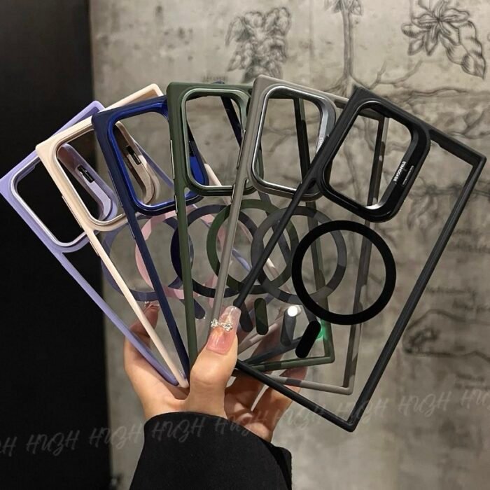 Capa Premium Borda Colorida Magsafe Linha S samsung com Suporte na Camera e Película de Lente - Imagem 2