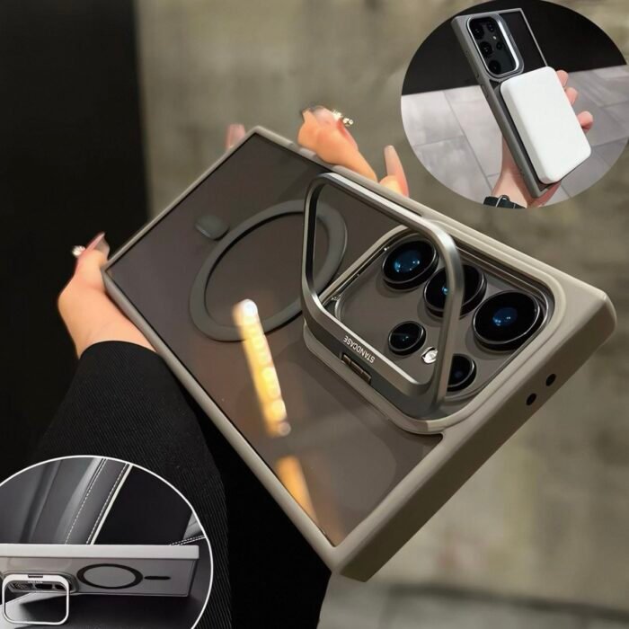 Capa Premium Borda Colorida Magsafe Linha S samsung com Suporte na Camera e Película de Lente - Imagem 12