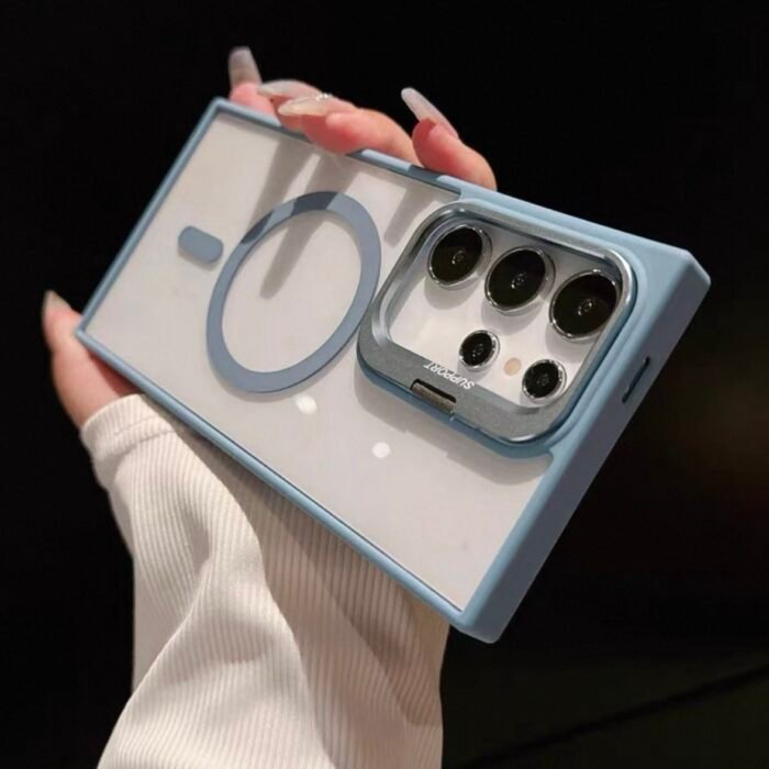 Capa Premium Borda Colorida Magsafe Linha S samsung com Suporte na Camera e Película de Lente - Imagem 7