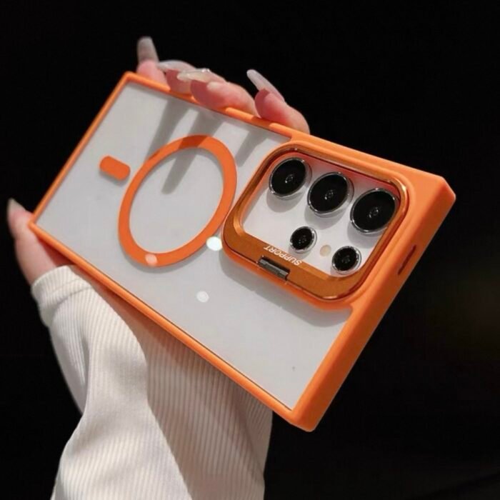 Capa Premium Borda Colorida Magsafe Linha S samsung com Suporte na Camera e Película de Lente - Imagem 6