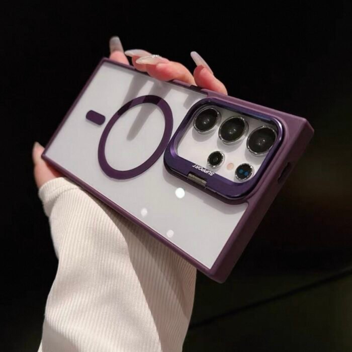 Capa Premium Borda Colorida Magsafe Linha S samsung com Suporte na Camera e Película de Lente - Imagem 5