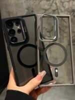 Capa Premium Borda Colorida Magsafe Linha S samsung com Suporte na Camera e Película de Lente