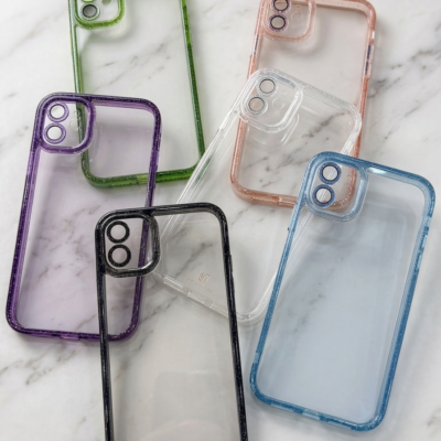 Capa Clear Transparente Borda Glitter Câmera Fechada