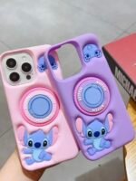 Capa Personagem Silicone Emborrachado com Pop Anel Colorido