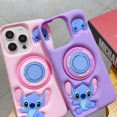 Capa Personagem Silicone Emborrachado com Pop Anel Colorido