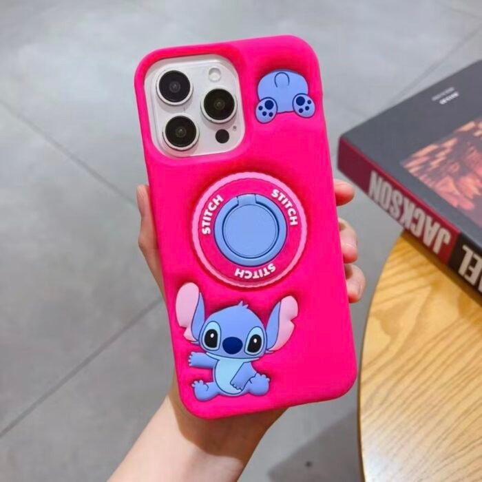 Capa Personagem Silicone Emborrachado com Pop Anel Colorido - Imagem 4