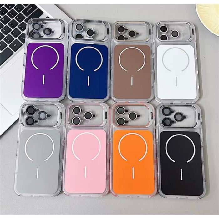 Capa Premium Color MagSafe Linha 17 com Suporte na Câmera e Película de Lente - Imagem 7