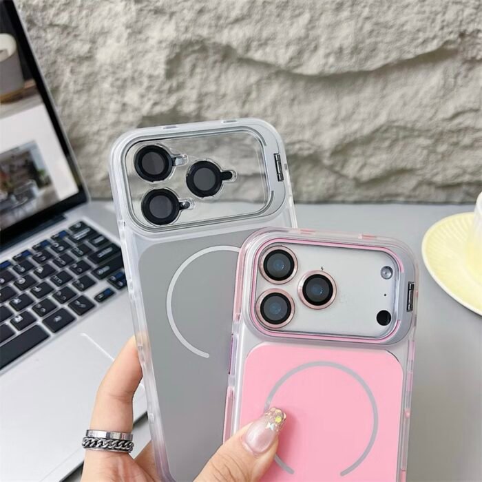 Capa Premium Color MagSafe Linha 17 com Suporte na Câmera e Película de Lente - Imagem 8