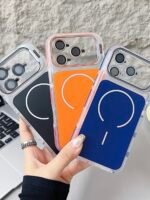 Capa Premium Color MagSafe Linha 17 com Suporte na Câmera e Película de Lente