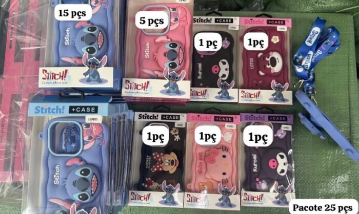 Capa Silicone Personagem Fofinho com Alça Bolsinha e Suporte Pop Socket - Imagem 2