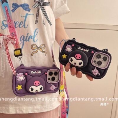 Capa Silicone Personagem Fofinho com Alça Bolsinha e Suporte Pop Socket