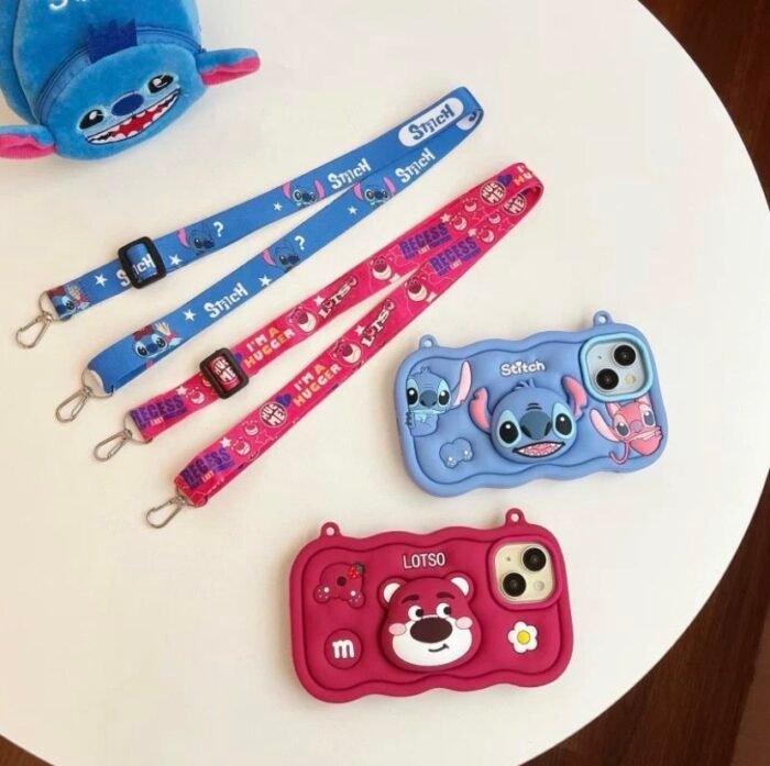 Capa Silicone Personagem Fofinho com Alça Bolsinha e Suporte Pop Socket - Imagem 3