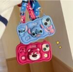 Capa Silicone Personagem Fofinho com Alça Bolsinha e Suporte Pop Socket - Imagem 4