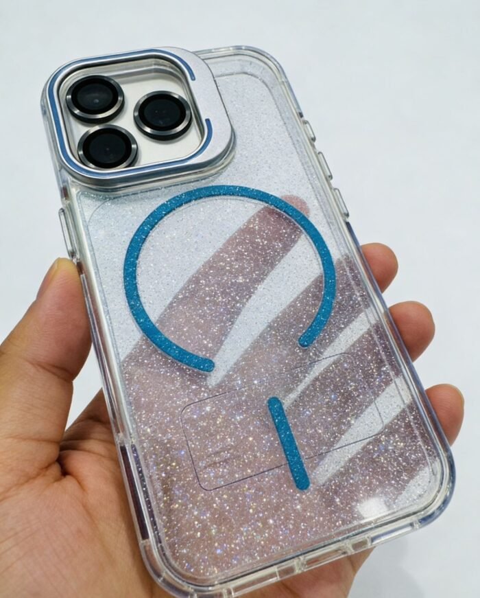Capa Premium Glitter MagSafe Linha 17 Suporte com Película de Lente - Imagem 3