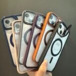 Capa Premium Borda de Couro com MagSafe Suporte na Câmera e Película de Lente de Câmera - Imagem 9