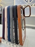 Capa Premium Borda de Couro com MagSafe Suporte na Câmera e Película de Lente de Câmera - Imagem 8