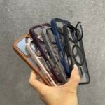 Capa Premium Borda de Couro com MagSafe Suporte na Câmera e Película de Lente de Câmera - Imagem 7