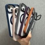 Capa Premium Borda de Couro com MagSafe Suporte na Câmera e Película de Lente de Câmera - Imagem 2