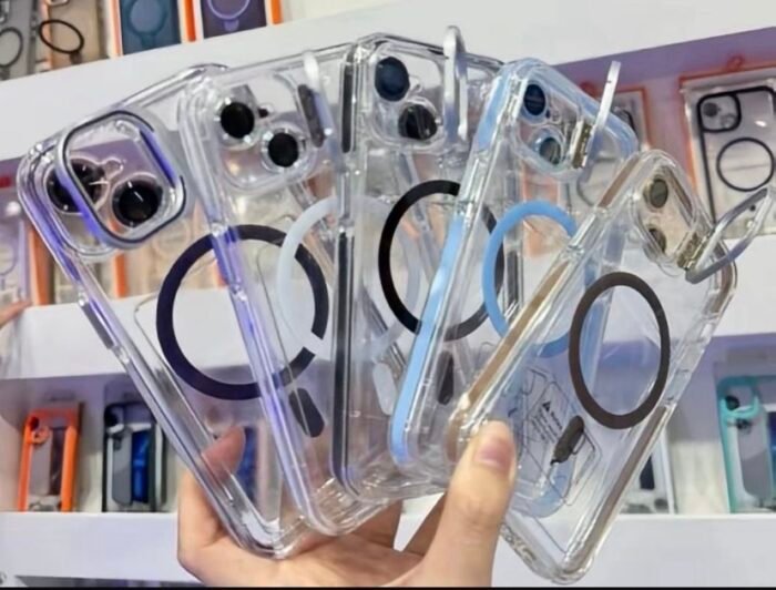 Capa Premium Cristal Magsafe Colorido Com Suporte na Câmera e Película de Lente - Imagem 5