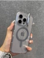 Capa Premium Cristal Magsafe Linha 17 Colorido Com Suporte na Câmera e Película de Lente