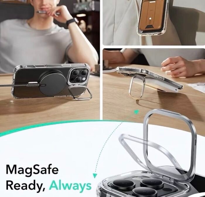 Capa Premium Cristal Magsafe Colorido Com Suporte na Câmera e Película de Lente - Imagem 4