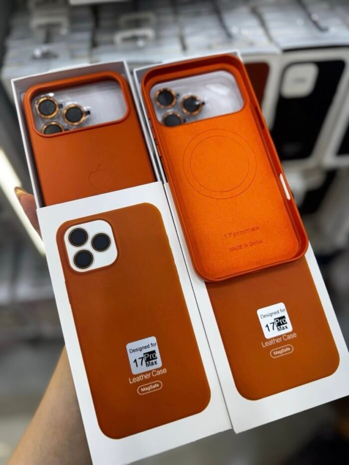 Capa Case Couro Laranja MagSafe Linha 17 - Imagem 2